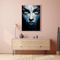 Striking Blue-Eyed Woman Abstract Art Poster