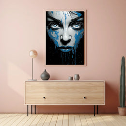 Striking Blue-Eyed Woman Abstract Art Poster