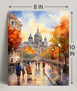 Autumn Stroll By The Cathedral Poster