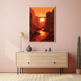 Sunset Over The Canyon Bridge Poster PosterGoat