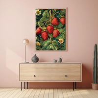 Vintage Strawberry Botanical Art Illustration Poster