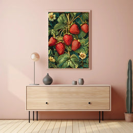 Vintage Strawberry Botanical Art Illustration Poster
