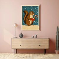Squirrel Candy Cane Poster