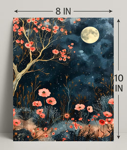 Dreamy Enchanted Garden Under Moonlit Sky Poster