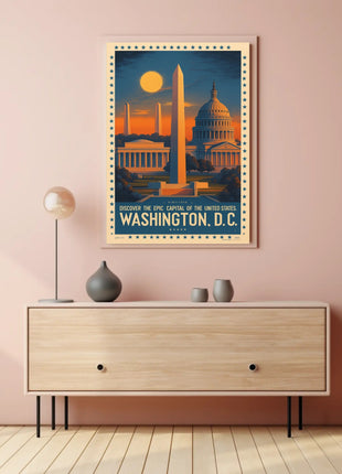 Washington D.C. Landmarks Vintage Travel Poster