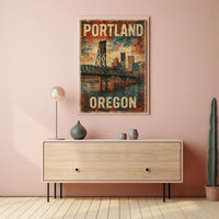 Wanderlust Portland Travel Vintage Poster