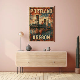 Wanderlust Portland Travel Vintage Poster