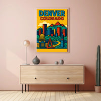 Denver Cityscape Illustrated in Retro Style Urban or Cityscape Poster PosterGoat