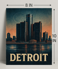 Detroit Skyline Vintage Poster Wall Art PosterGoat