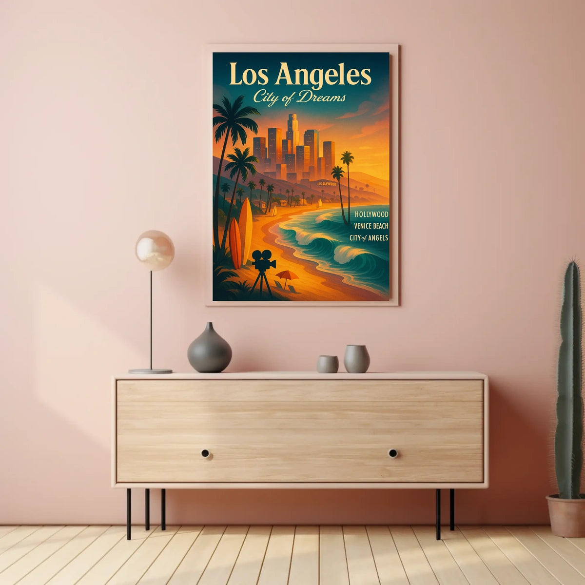 Los Angeles Dreamscape Vintage Poster: Urban & Coastal