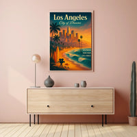 Los Angeles Dreamscape Vintage Poster: Urban & Coastal