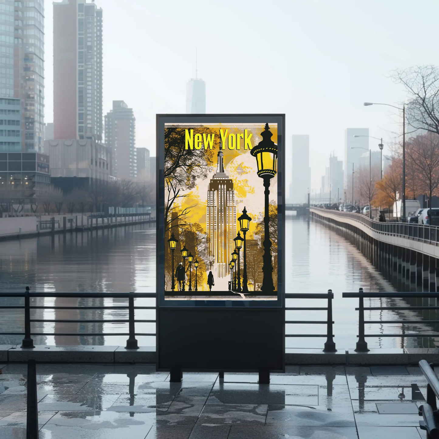 Empire State Building in Autumn Vintage Style Poster