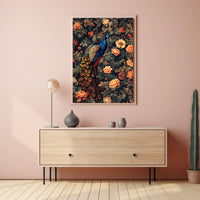 Majestic Peacock Amidst Blossoms William Morris Art Poster