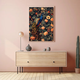 Majestic Peacock Amidst Blossoms William Morris Art Poster