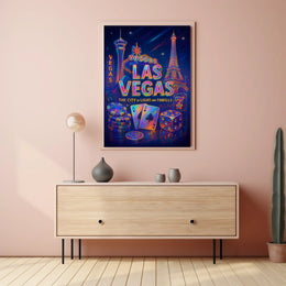 Las Vegas Poster Neon Lights Wall Art For Living Rooms