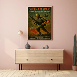 Vietnam War Combat Scene Vintage Cultural or Heritage Poster