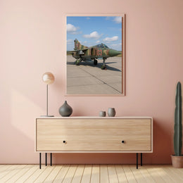 Military Aircraft Camouflage Scene Under Clear Skies Poster