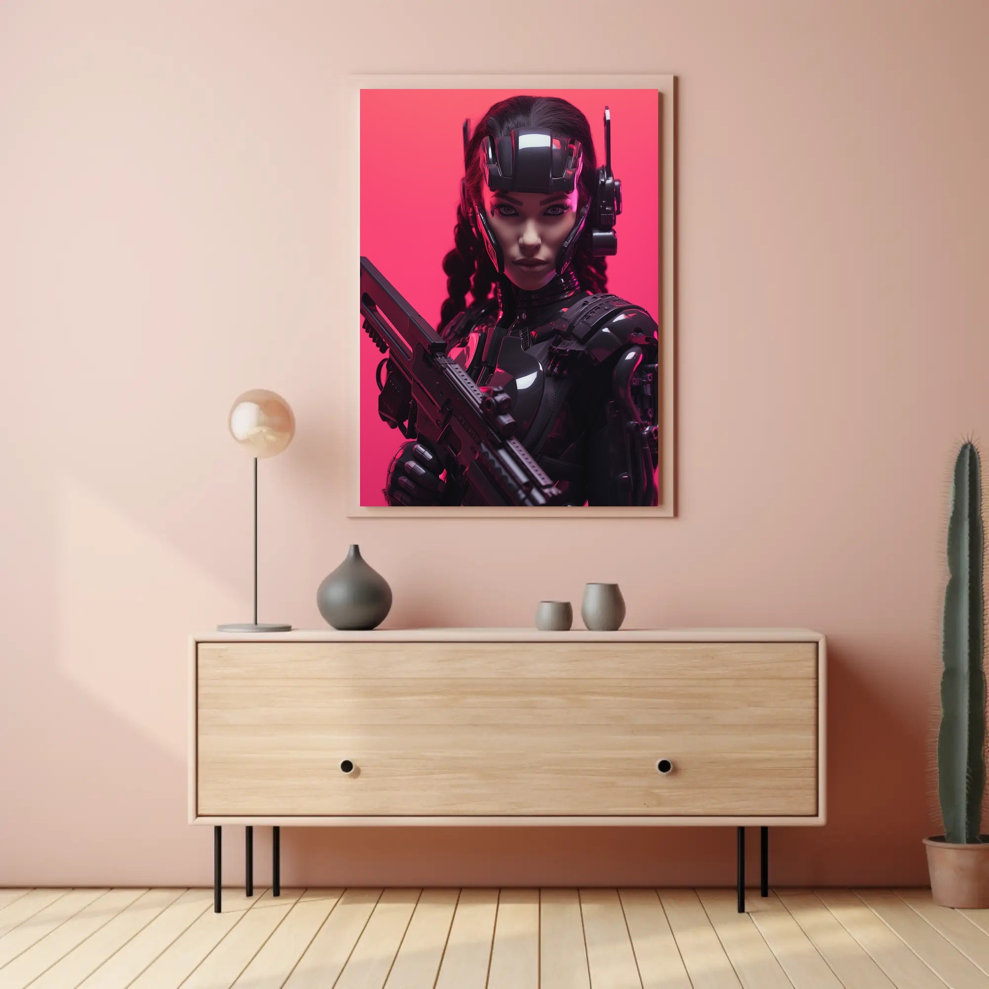Cybernetic Warrior in Futuristic Sci-Fi Poster