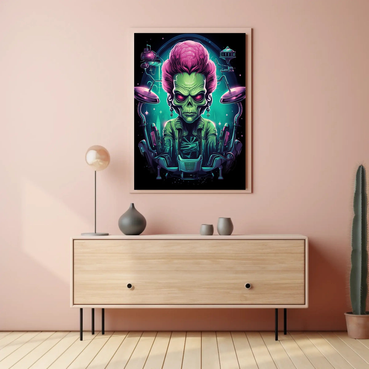 Alien Commander Sci-Fi Illustration Poster