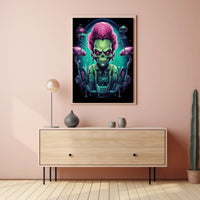 Alien Commander Sci-Fi Illustration Poster