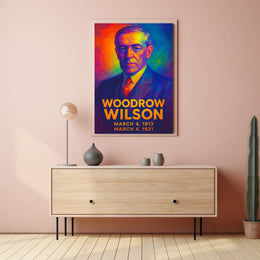 Woodrow Wilson 28th President of the United States Neon Gradient Overlay Poster