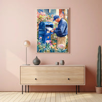 postal worker placing letters Poster