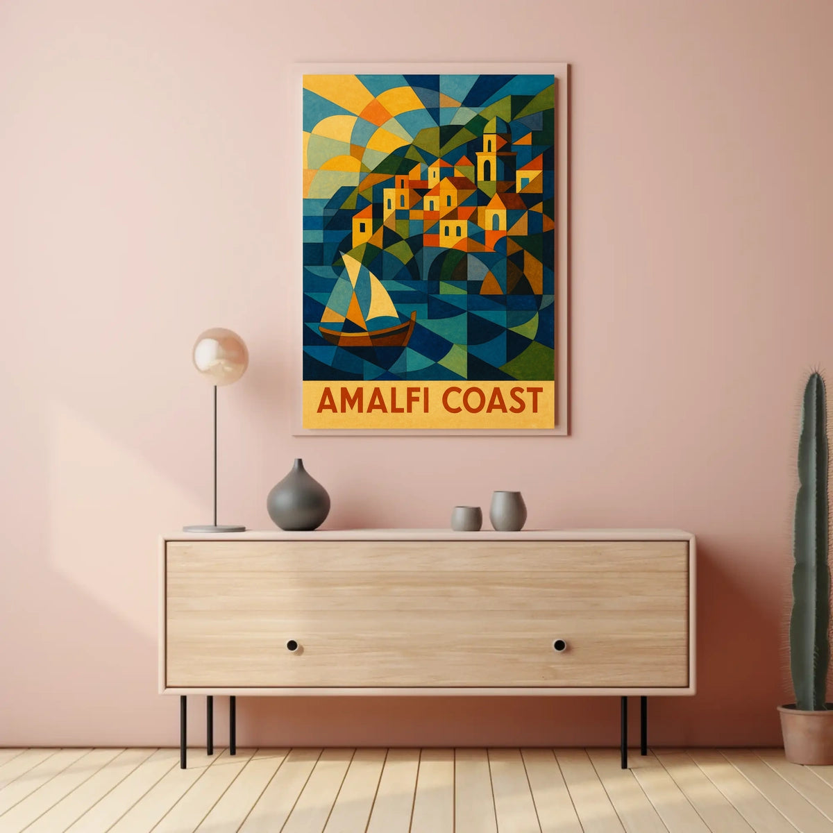 Amalfi Coast Geometric Splendor Poster Wall Art Print