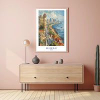 Mumbai Watercolor Coastal View Urban or Cityscape Poster PosterGoat