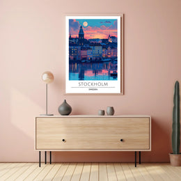 Stockholm Sunset Cityscape: Urban or Cityscape Poster
