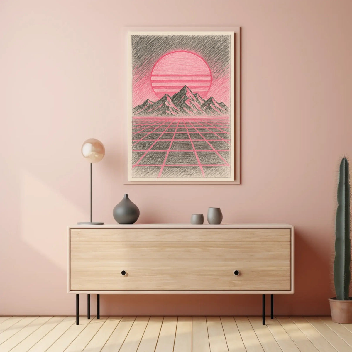 Retro-Futuristic Sci-Fi Landscape: 1980s Past Meets Future, Futuristic Sci-Fi Poster