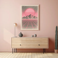 Retro-Futuristic Sci-Fi Landscape: 1980s Past Meets Future, Futuristic Sci-Fi Poster