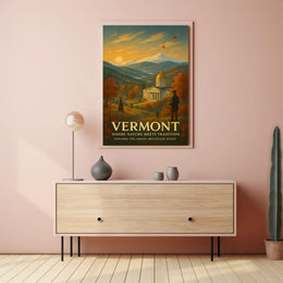 Vermont Travel Poster Vintage Scenic Wall Art