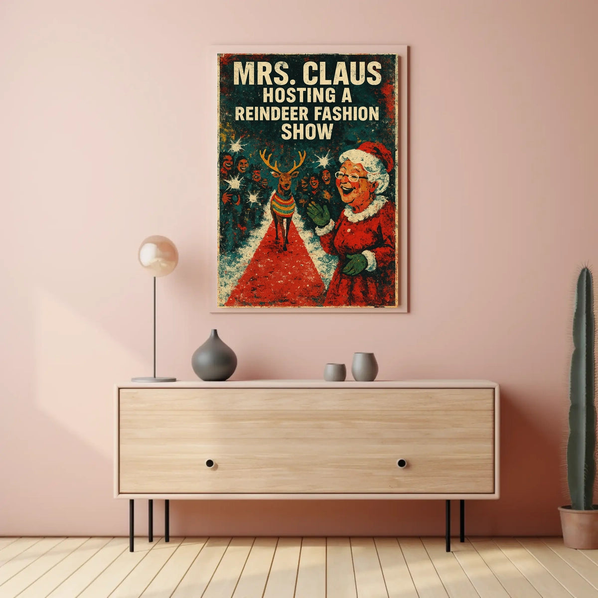 Mrs. Claus Holiday Fashion Show Vintage Artistic Poster