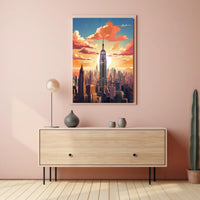 New York City Sunset Skyline Travel Poster