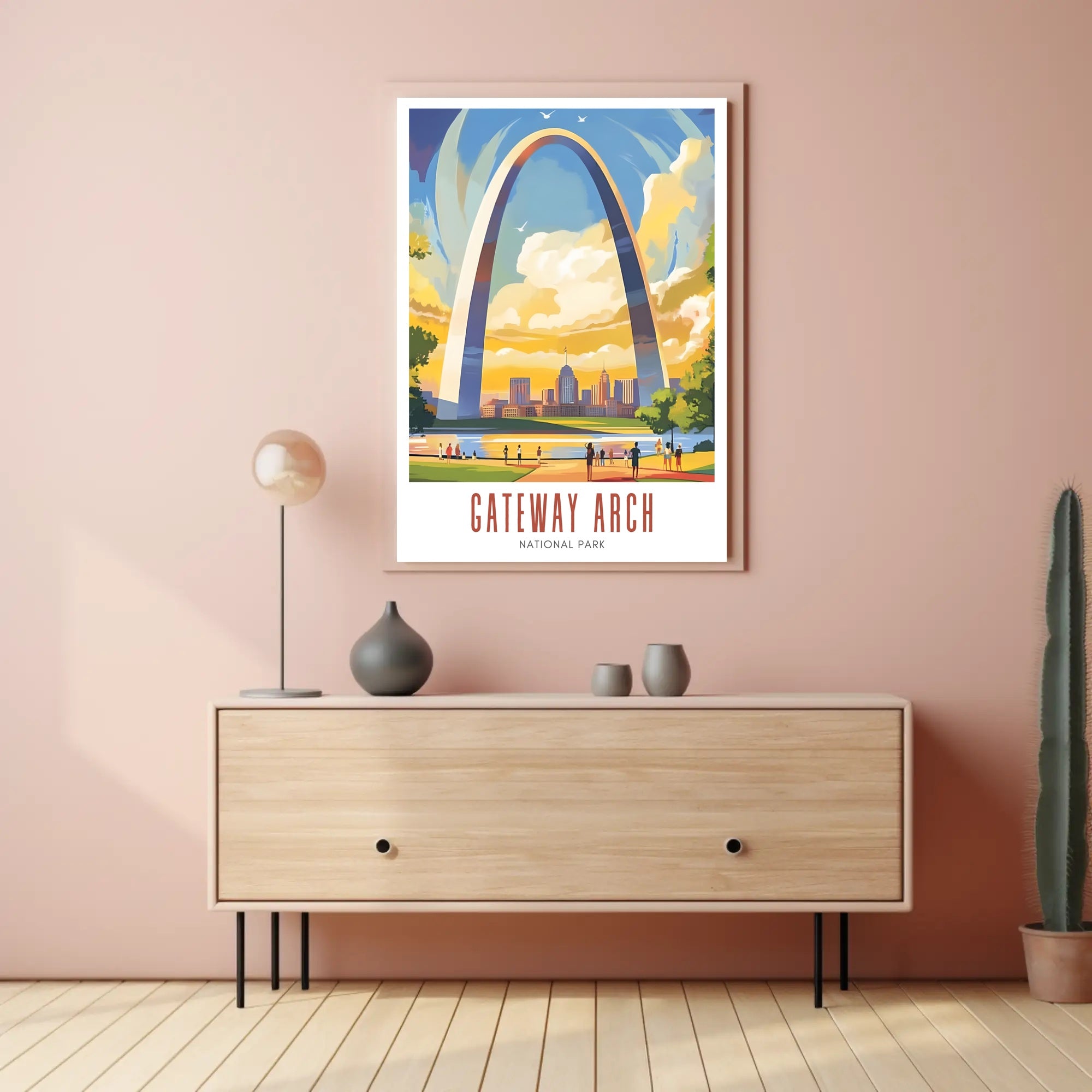 Gateway Arch Illustrated Travel Poster Print