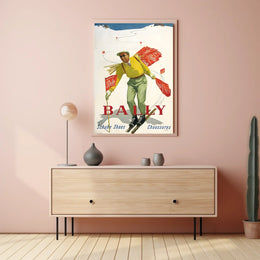 Bally Shoes Vintage Skiing Poster
