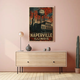 Naperville Vintage Cityscape Steampunk Heritage Poster