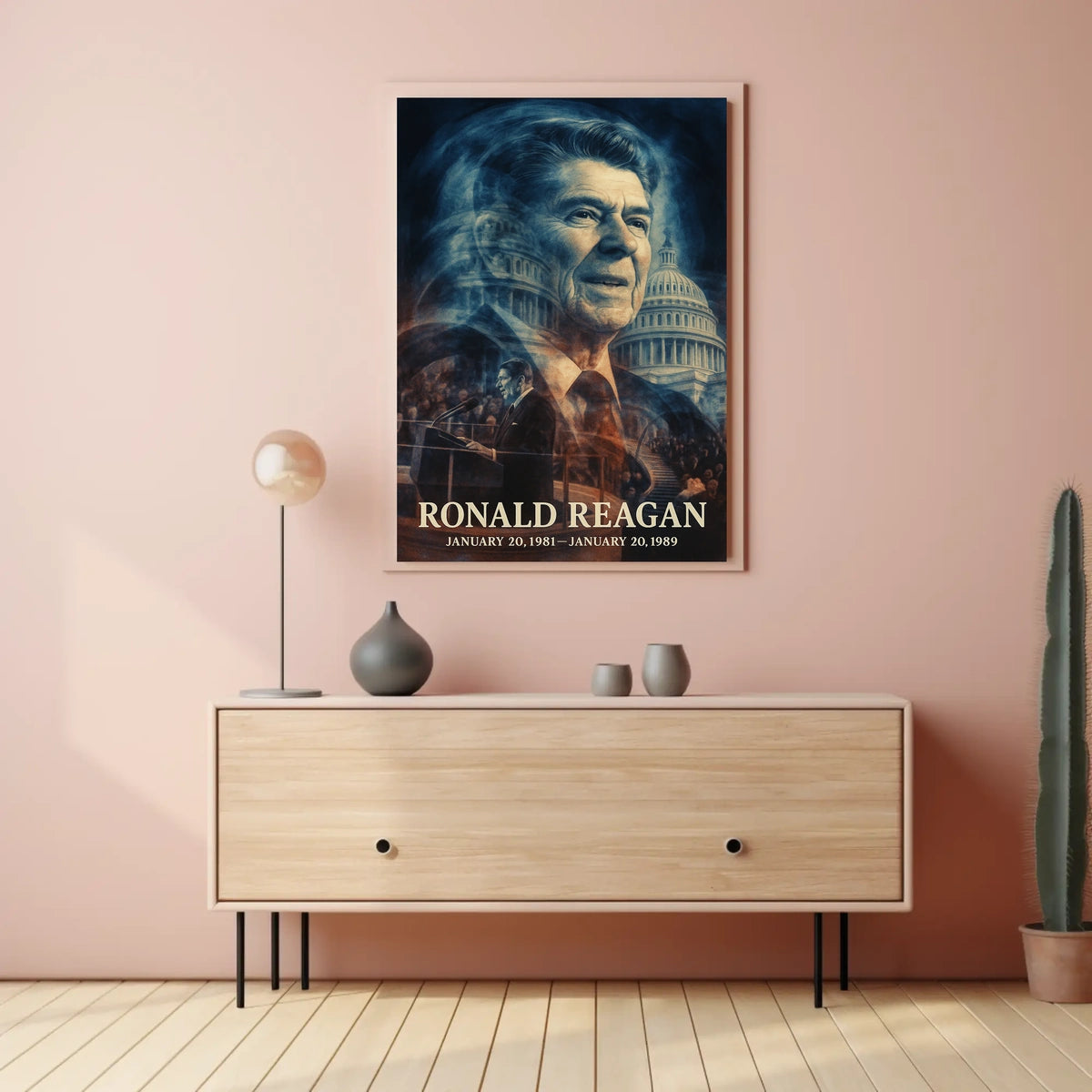 Ronald Reagan 40th President of the United States Double Exposure Poster