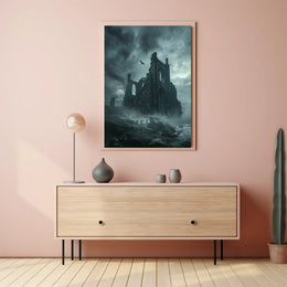 Gothic Cathedral Ruins in Haunting Fantasy or Mythology Poster PosterGoat