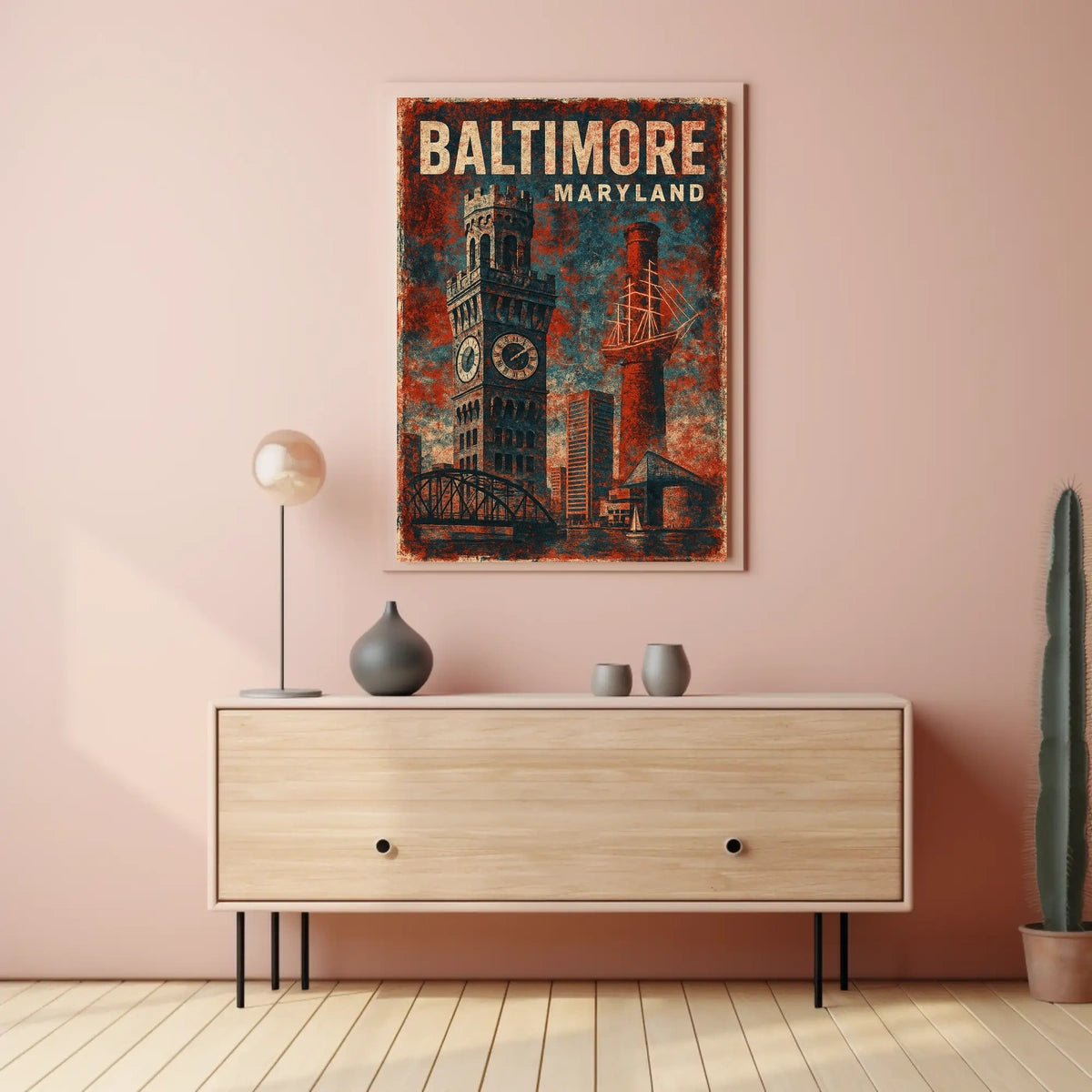Baltimore Skyline Cityscape Art Collectors Poster