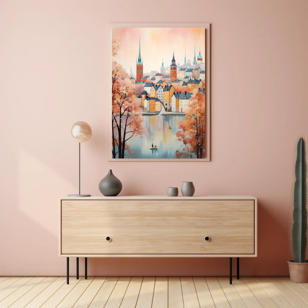 Northern European Waterfront Nostalgia Artistic Cityscape Travel Poster