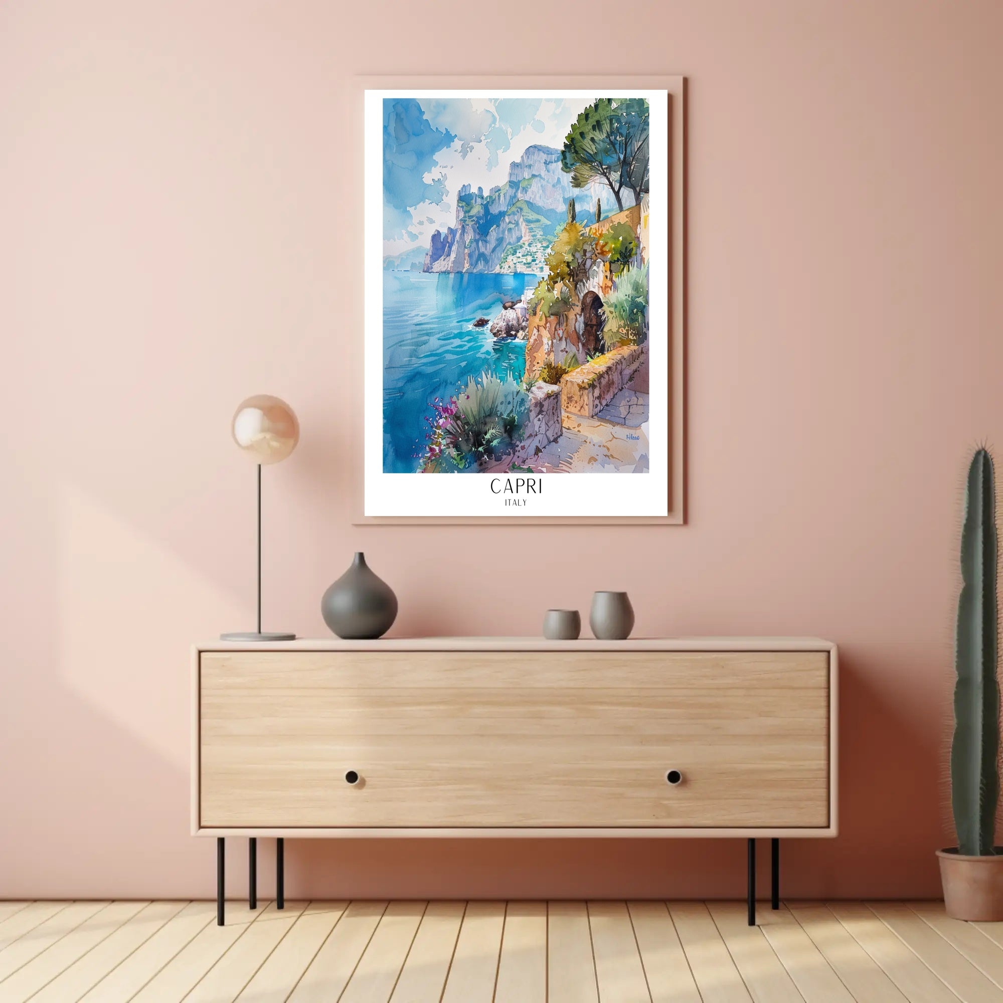 Capri Italy Watercolor Travel Poster PosterGoat
