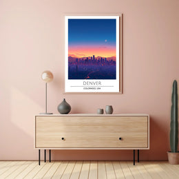 Denver Twilight Skyline Art Print - Urban or Cityscape Poster