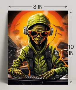 Alien Dj In Space Poster