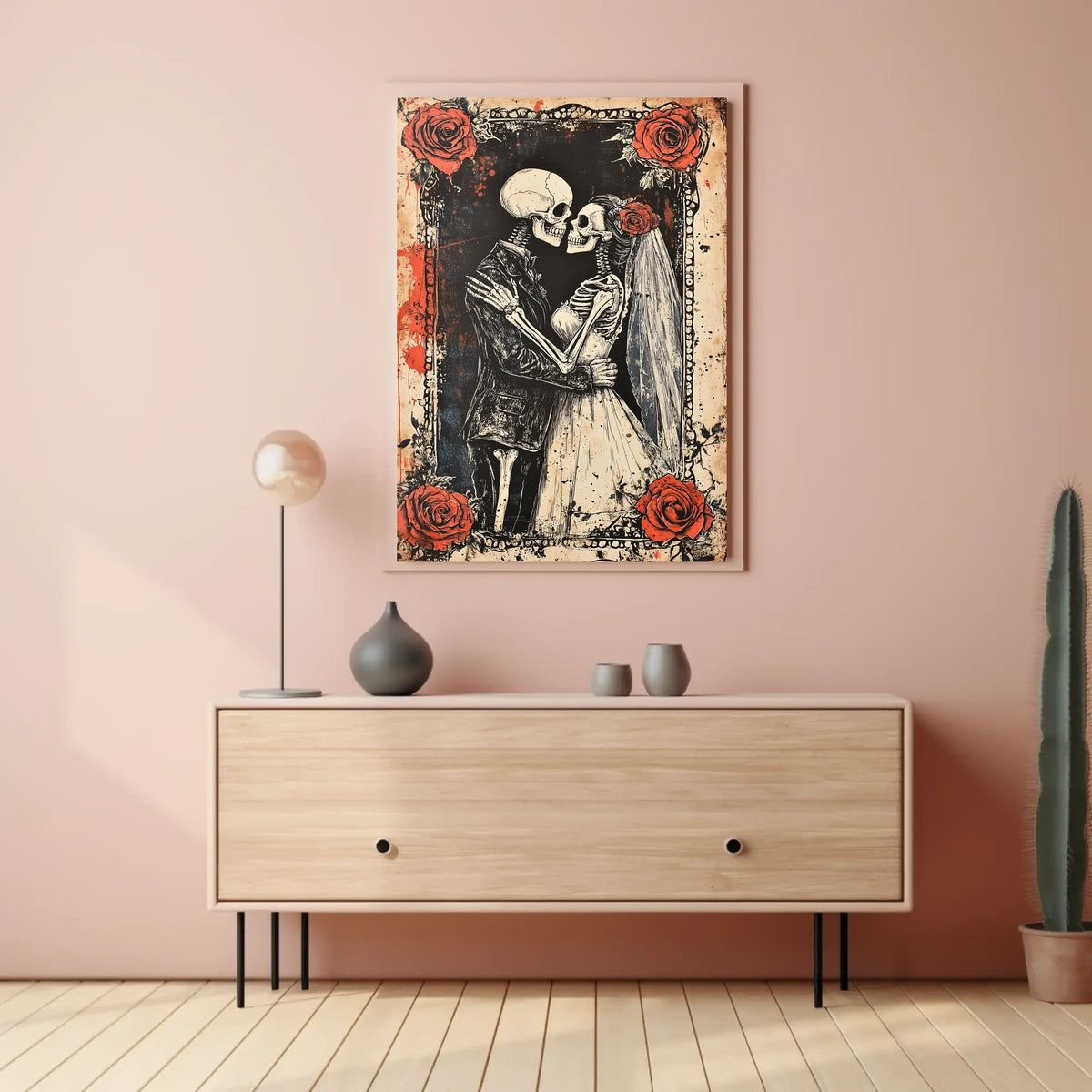 Eternal Love Skeletons Day of the Dead Cultural Poster