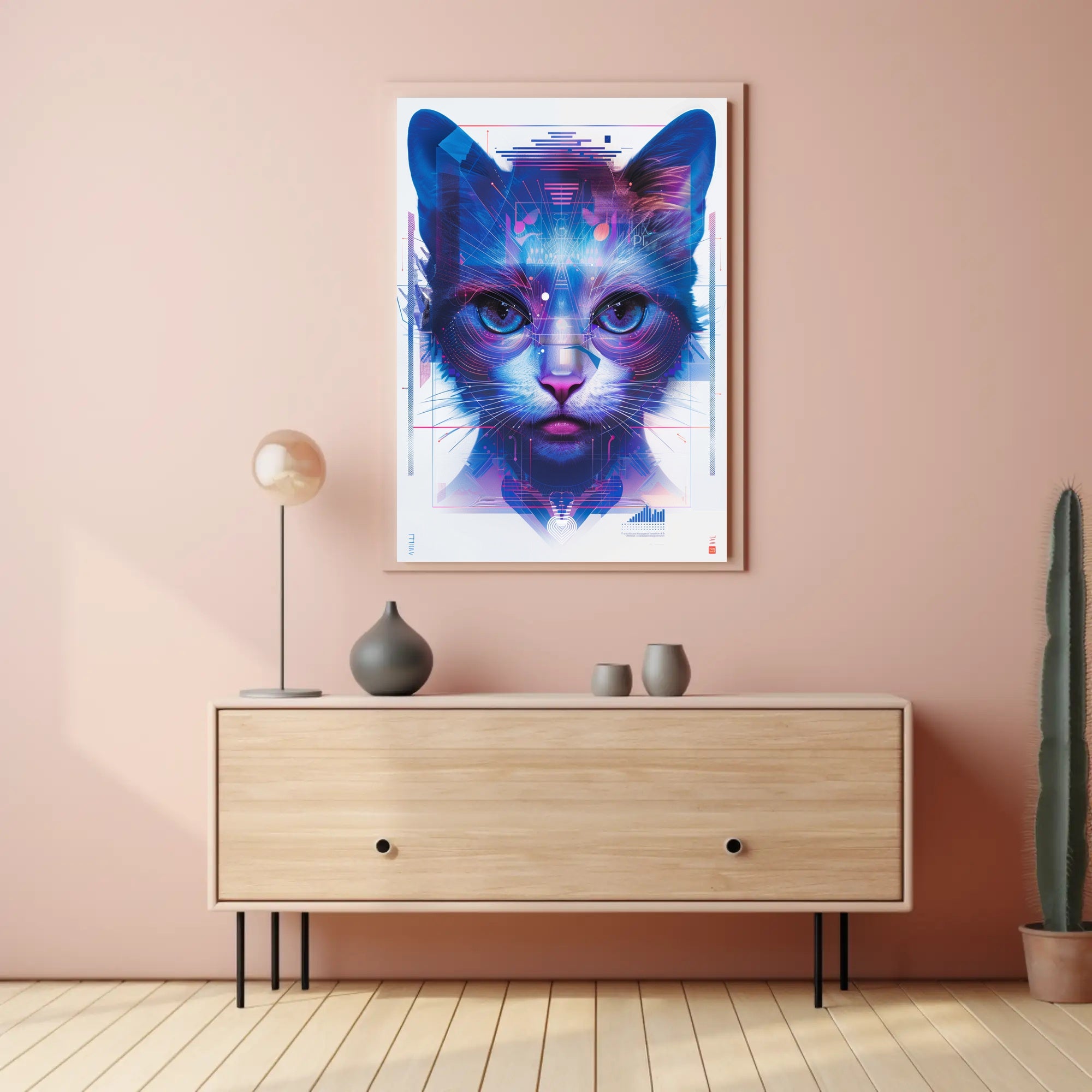 Futuristic Feline Art Print Poster for Home Decor and Wall Art Enthusiasts PosterGoat