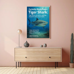 Curiosity Meets Power Tiger Shark Poster PosterGoat