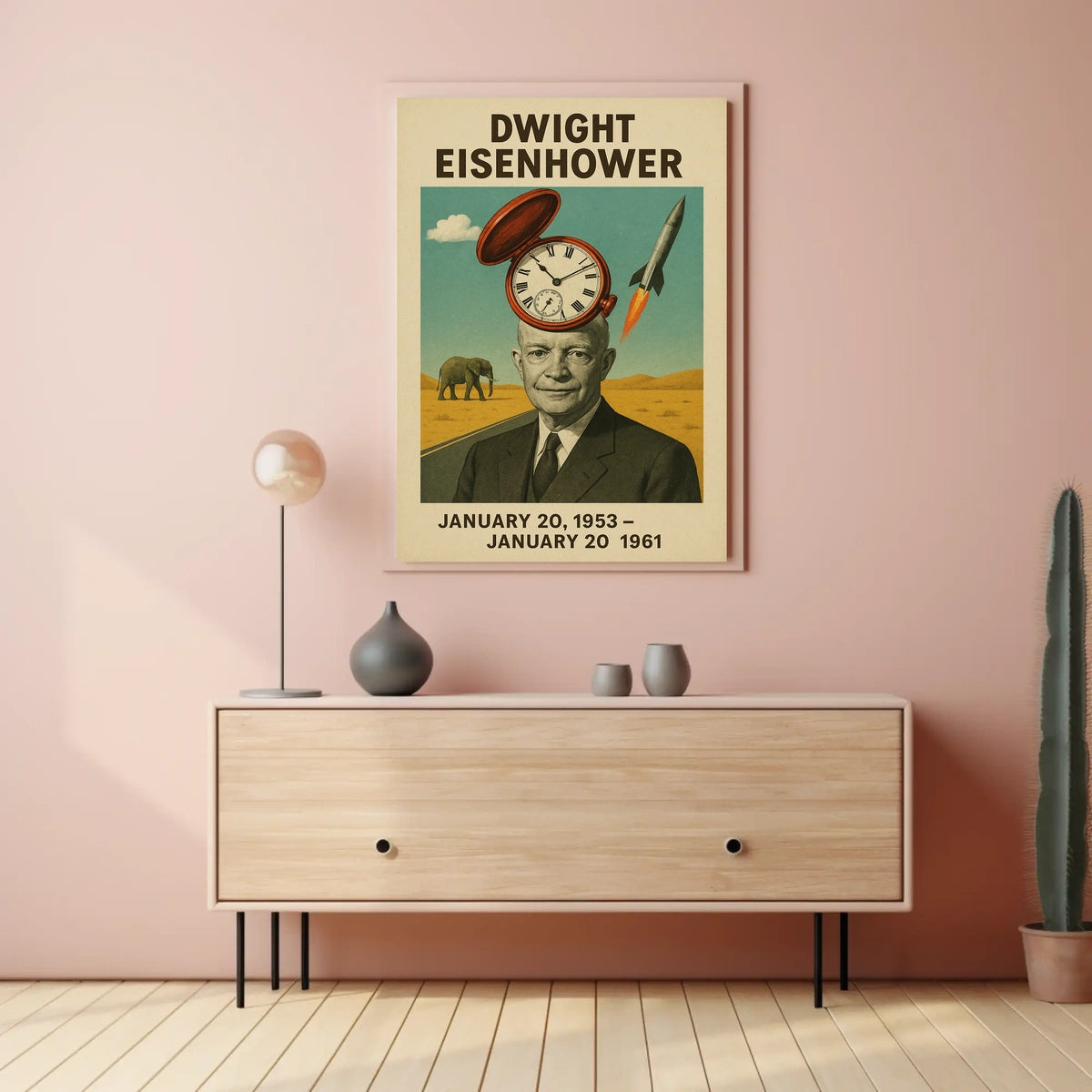 Dwight Eisenhower Presidential Era Vintage 1950s America Retro 80s Typography Historical Art Poster