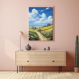 Idyllic Countryside Landscape Bright Artistic Rural Poster