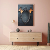 Gothic Mirror With Bat Wings Poster